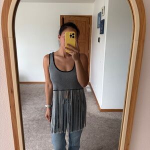 Zara Knit Fringe Top Size Small